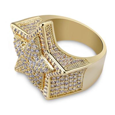 China CLASSIC Fashion Zircon Diamond 18k Gold Plated Five-pointed Star Insta Rings Jewelry Women for sale