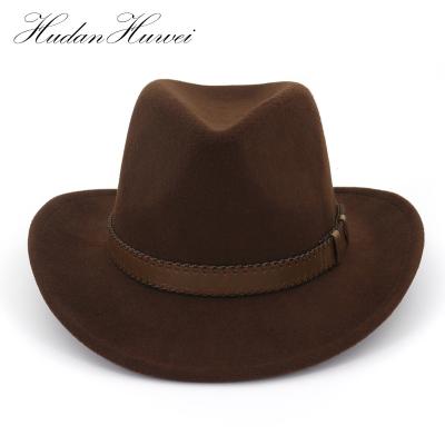 China Plush Wholesale Custom New Panama Fashion Felt Cowboy Outdoor Neutral Panama Hat for sale