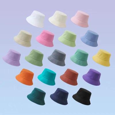 China Wholesale Bucket Hat Fabric Character Factory Cotton Custom Logo Bucket Hat For Women Unisex Bucket Hat 18 Colors MS010 for sale