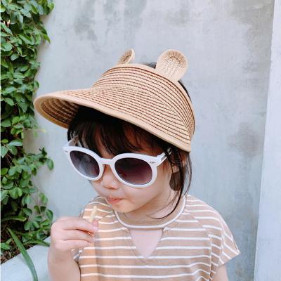 China Cute Picture Kids Rabbit Ear Visor 3-7 Years Curved Brim Sun Protect Custom Plastic Sun Visor Child Hat Summer Logo UV Hat face for sale