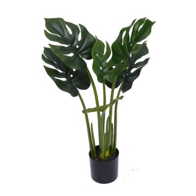 China New Design Small Large Leaf Contemporary Classic Tropical Artificial Green Plants Tree Potted Bonsai Decor for sale