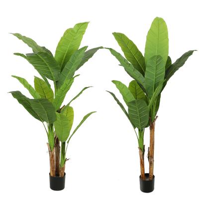 China 2 Branches Contemporary Plastic Banana Leaf Plant Bonsai Tree Banana Tree Wedding Indoor Decoration for sale