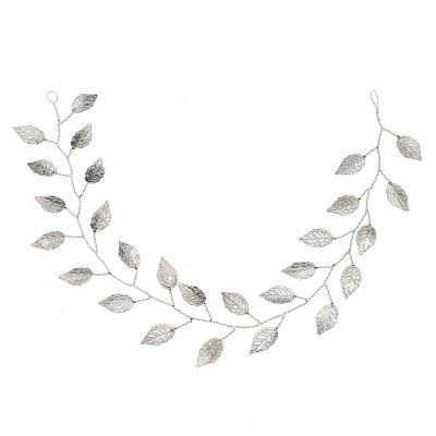 China Handmade Soft Gold Hair Chain Headband Leaf Hair Decoration Leaf Wedding Dress Bridal Accessories Wholesale for sale