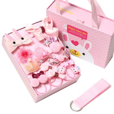 China 2021 New Design Cute Hair Pins For Baby Kids Toddler Hair Clips 18pcs Pink Hair Accessories Gift Box for sale