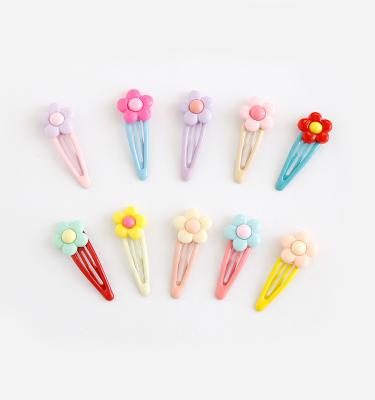 China 2pcs/set Korean Small Flower Korean Hair Pins Cute Candy Color Girls Hair Clips For Hair Water Girl Drop Sweet Hair Clip for sale