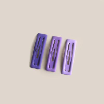 China Hair Decoration Korean Periwinkle Paint Hair Pin Blue Purple Rubber Soft Bangs Combine Cute Geometric Square Hair Clip BB Girl Hair Clips Large for sale