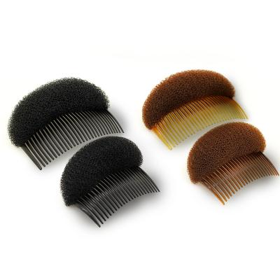 China Korean Style Solid Color Hair Styling Sponge Puffing Comb Girl Fashion Nylon Hair Buns Maker Tool Soft Hair Comb Accessories for sale