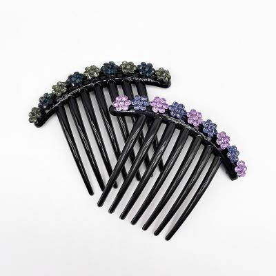 China Luxury Crystal Hair Buns Hairpins Luxury Girl Hair Pin Hair Decoration Flowers Hair Comb Colorful Glitter Bridal Wedding Accessories for sale