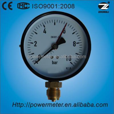 China 4 Inch 10 Bar Steel Case Common Pressure Gauge Gauge With Dual Red Indicator Needle Pressure Gauge for sale