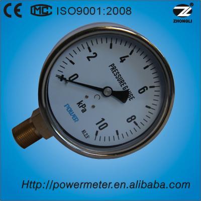 China 304 Stainless Steel YE 100mm Stainless Steel Capsule Bellows Pressure Gauge With Pressure Range 0-10kpa for sale