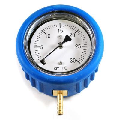 China Customized Dial Size 2.5inch 63mm cmH2O Capsule Low Pressure Gauge With Blue Rubber Cover 2.5inch (63mm) for sale