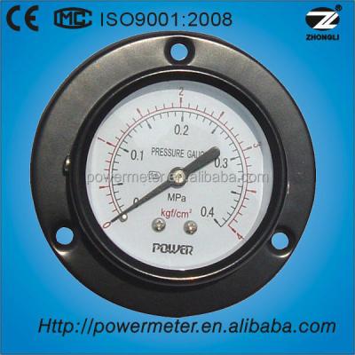 China Pressure Gauge Mpa 4kg / 0.4 Scale 63mm Steel Case Double Cm2 With Flange 1/2 for sale