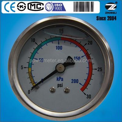 China Bourdon Tube Dial Gauge 50mm 200kPa/30Psi Hydraulic Oil Pressure Gauge 50mm for sale