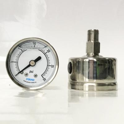 China Diameter 40mm SS 30psi Glycerin Oil Filled Pressure Gauge For Penumatic Positioner 1.5inch/40mm for sale