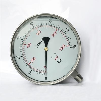 China Customized 200mm Full Stainless Steel 8inch Pressure Gauge 70bar 1000psi Glycerine Filled YBF-200A for sale