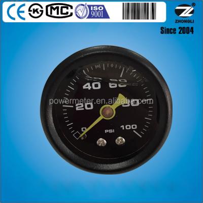 China Fuel Pressure Gauge 100 PSI 1.5 Steel Inch 40mm Glycerin Or Silicone Oil Filled for sale