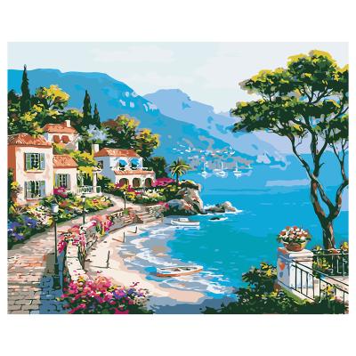 China Modern Hot Selling Wall Art Painting By Numbers Canvas Mountain River Landscape Painting For Living Room for sale