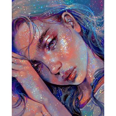 China CLASSIC Customized 40x50cm Size Girl's Face Pattern Oil Painting By Numbers On Canvas Unframed for sale