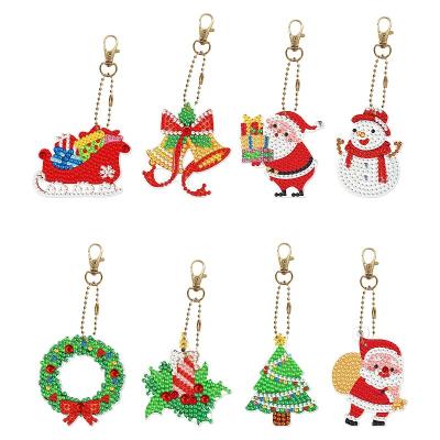 China 8pcs/set Christmas Sack Shape Pendant Decoration DIY Handmade Ornament Diamond Painting Key Chain for sale