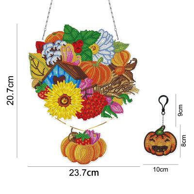 China DIY 5d Pumpkin Flower Eco-friendly Diamond Painting Wreath For Window Decor Acrylic Paint By Number Christmas Gifts YH13 for sale