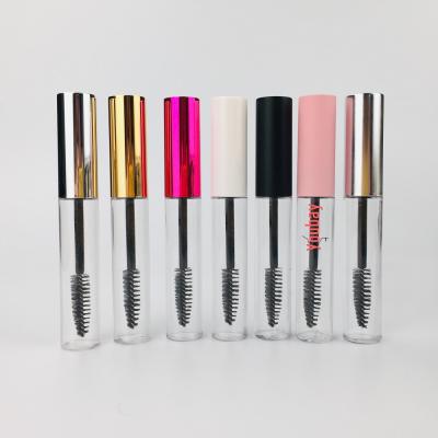 China Hot Selling Plastic Pink Color Mascara Cosmetic Packaging Cylinder Packing Tube, Clear Makeup Eyeliner Container Mascara Wand Tubes With Brush for sale