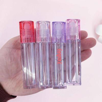 China Luxury Rose Top Cosmetic Packaging Design Plastic Roll On Bottles 7ml Empty All Clear Roll On Lip Gloss Tubes for sale