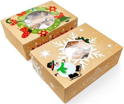 China Wholesale Disposable Christmas Cookie Boxes With Window , Kraft Paper Box With Window For Candy And Gift for sale