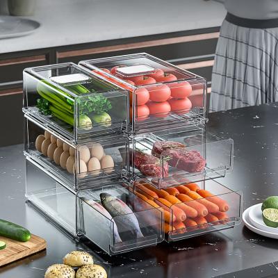 China Clear Plastic Freshness Preservation 7L Fridge Organizer Bins Refrigerator Drawer Organizer Transparent Fridge Storage Bin Office for sale