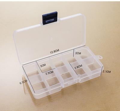 China 10 Compartments Coastal Clear Plastic Detachable Ear Studs Multi-Compartment Sorting Cosmetic Storage Box for sale