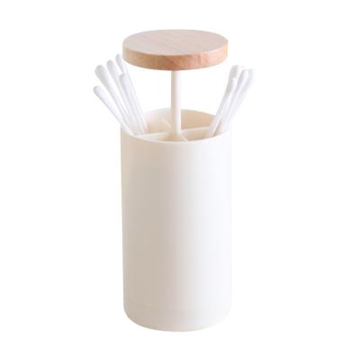 China Single Stored Manual Pressure Cotton Pad Holder Toothpick Holder Cotton Swab Storage Box for sale