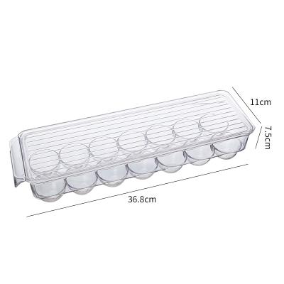 China Plastic Freshness Preservation 14 Grid Egg Box Fridge Organizer Bins Stackable Fridge Food Storage Box Handle Pantry Food Freezer Organizer Tool for sale