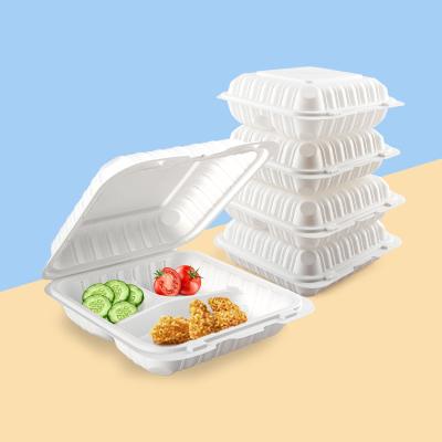 China Oil-resistant Disposable Biodegradable Food Container Food Compartment Take-Out Box for sale