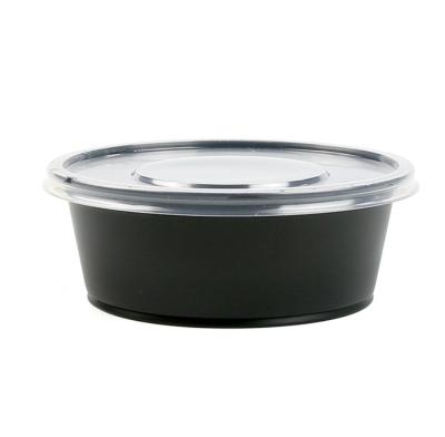 China Freezer 300cc Food Safe Disposable Round Plastic Soup Sauce Bowl Cup Container With Lid Black And Clear Microwavable for sale