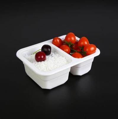 China Food Grade Microwavable Plastic Disposable Plastic Trial Food Grade Lunch Fast Food Two Compartment Divided Tray for sale