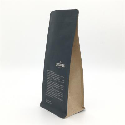 China High Quality Food Grade Safe New Material Eco-friendly Kraft Paper Flat Bottom Zipper Coffee Packaging Bag for sale