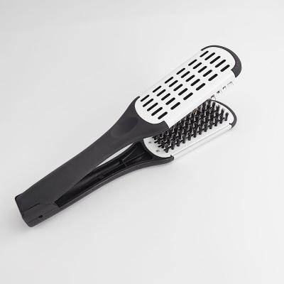 China Professional Salon Tools Double Side White Boar Bristle Bending V-Shape Aluminum Hair Straightening Brush Salon Profesional Extension Brush Comb for sale