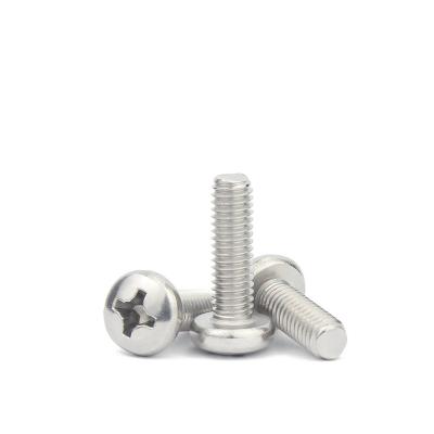 China DIN7985 ss304 M8 Pan Stainless Steel Cross Recessed Pan Head Machine Screws With Plain for sale