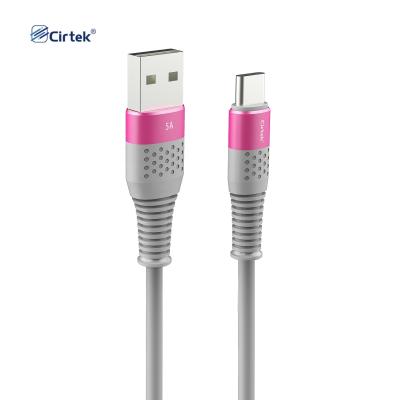 China Cirtek 1m High Speed ​​Micro Ucb 5A Charging To Type C Unbreak Data Charger Cable Type C Anti Bending Pad Phone Mobile Super Fast Charging Cable for sale