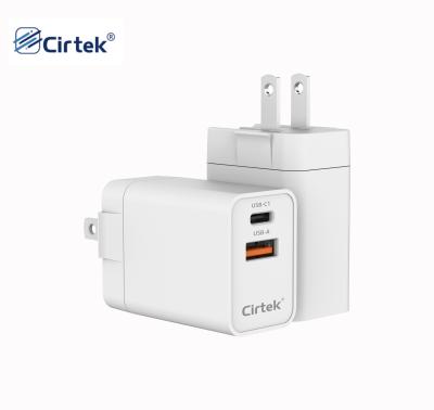 China Cirtek CE RoHs CE FCC Dual Interface Palladium Wall Charger Socket Adapter Versatile Free Shipping 20w Dual USB 3a Wall Charger for sale