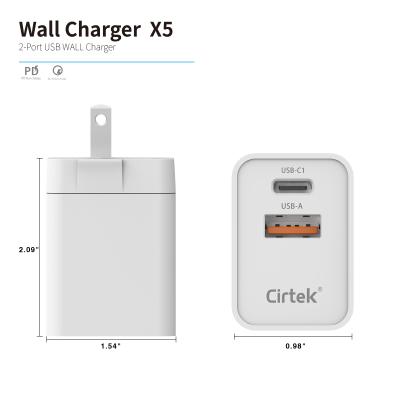 China Cirtek 20W 3A Dual Interface Versatile Wall Charger Overcurrent Protection Cirtek Charger USB Mobile Fast Wall Charger Dual Port for sale