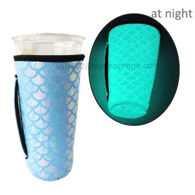 China Personalized Neoprene Insulated Glitter Iced Coffee Cup Holder 30oz Insulated Shiny Cup Sleeve Blink Tumbler for sale