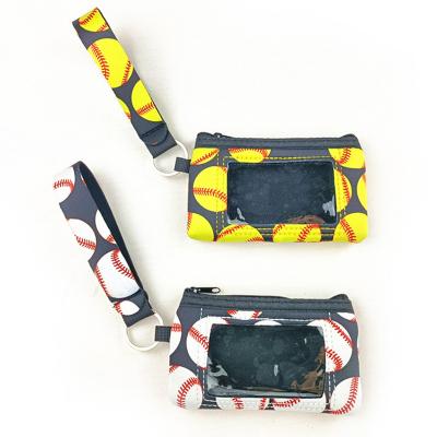 China Waterproof Neoprene Wallet Card Holder with PVC Window Card Case Wristband Strap for sale