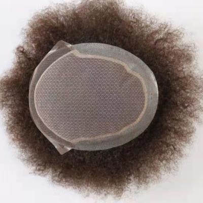 China Injection 8mm Silk Natural Low Curl Hairline Qingdao Curly Hair Toupee Afro Hair Prosthesis For Black Men for sale