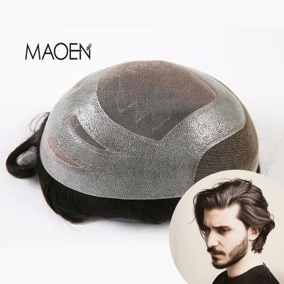 China Mono+ PU+lace Oscar Base Mens Hair Pieces Indian Remy Hair Men's Lacefront Toupee Hair Patch For Men for sale