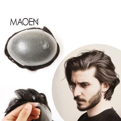 China 0.06 PU Man Hairline Super Thin Hairline Vlooped Hairpiece PU Stock Super Thin 0.08 Hair System Hair Patches For Men WIGS for sale