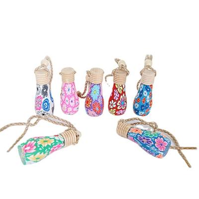 China Flower Flower Art Printed Hanging Car Air Freshener Aromatherapy Bottle Lanyard Car Interior Accessories for sale