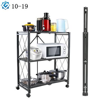 China Rolling Kitchen Serving Trolley Serving Mobile Trolley Furniture 3 Tier Storage Unit Heavy Duty Home Grid Storage Utility Organizer for sale