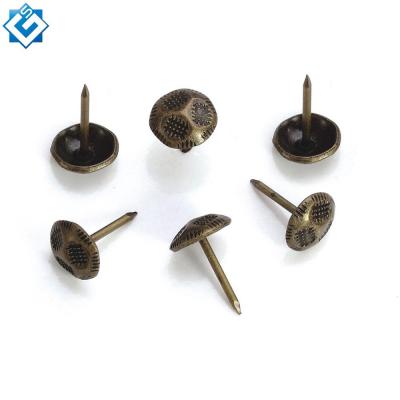 China 11x17mm Hat Metal Antique Decorative Upholstery Nail Jewelry Bronze Decorative Gift Box Sofa Tacks Stud With Moire for sale