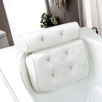 China Sustainable Spa Bath Non-slip Pillow Cushioned Bathtub Head Rest Pillow With Suction Cups For Back Neck Bathroom Supply for sale