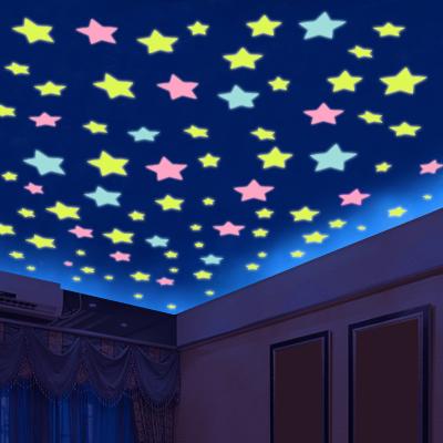 China Rustic 50pcs 3D Stars Glow in the Dark Wall Stickers Luminous Fluorescent Wall Stickers for Kids Baby Room Bedroom Ceiling Home Decor for sale